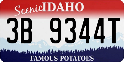 ID license plate 3B9344T