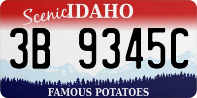 ID license plate 3B9345C