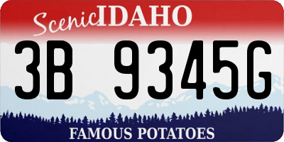 ID license plate 3B9345G