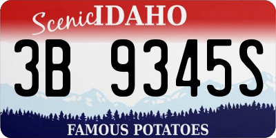 ID license plate 3B9345S