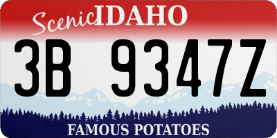 ID license plate 3B9347Z