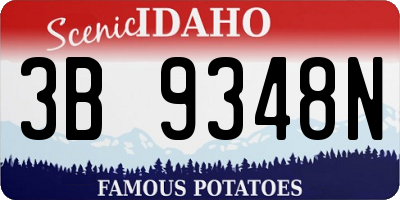ID license plate 3B9348N