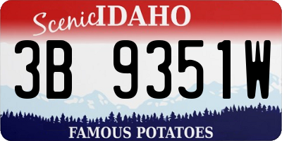 ID license plate 3B9351W