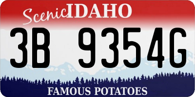 ID license plate 3B9354G