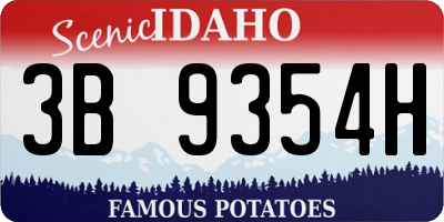 ID license plate 3B9354H