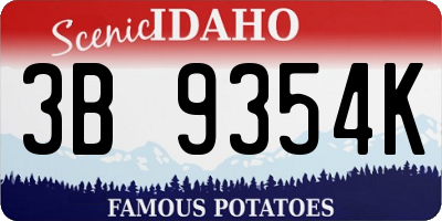 ID license plate 3B9354K