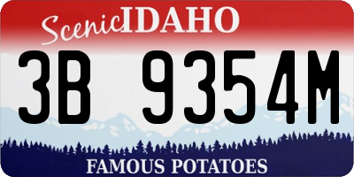 ID license plate 3B9354M