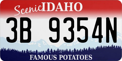 ID license plate 3B9354N