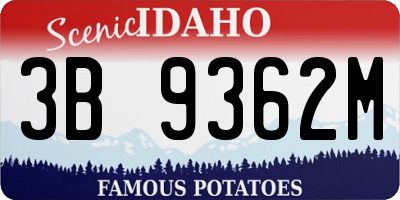 ID license plate 3B9362M