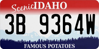 ID license plate 3B9364W