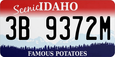 ID license plate 3B9372M