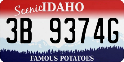 ID license plate 3B9374G
