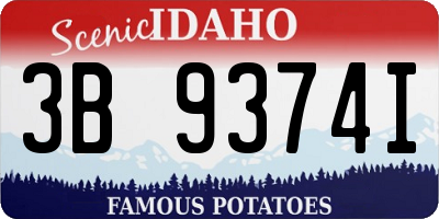 ID license plate 3B9374I