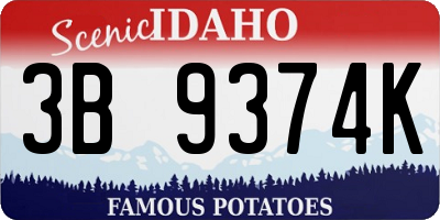 ID license plate 3B9374K