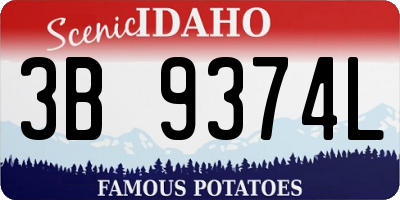 ID license plate 3B9374L