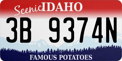 ID license plate 3B9374N