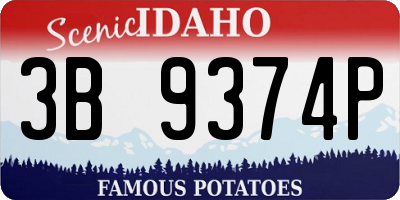 ID license plate 3B9374P