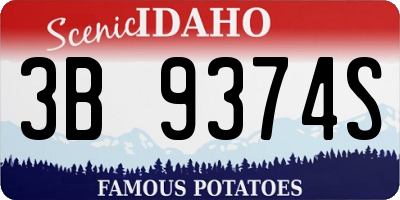 ID license plate 3B9374S