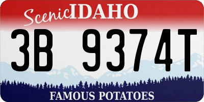 ID license plate 3B9374T