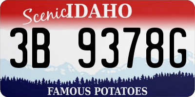 ID license plate 3B9378G