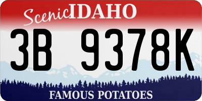 ID license plate 3B9378K