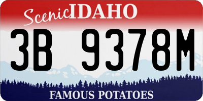 ID license plate 3B9378M