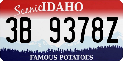 ID license plate 3B9378Z