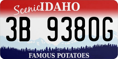 ID license plate 3B9380G