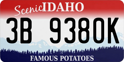 ID license plate 3B9380K