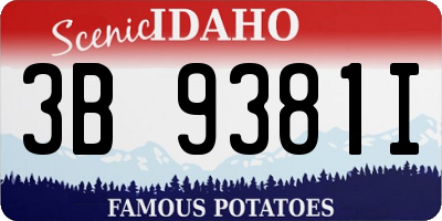 ID license plate 3B9381I