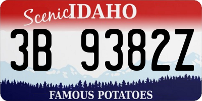 ID license plate 3B9382Z