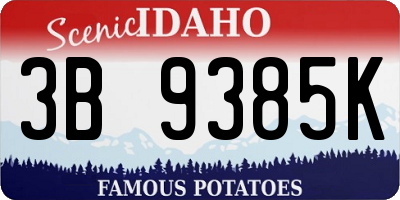 ID license plate 3B9385K