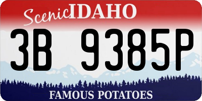 ID license plate 3B9385P