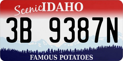 ID license plate 3B9387N