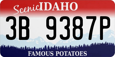 ID license plate 3B9387P