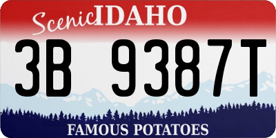 ID license plate 3B9387T