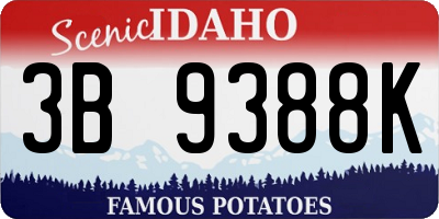 ID license plate 3B9388K