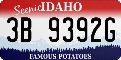 ID license plate 3B9392G