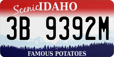 ID license plate 3B9392M