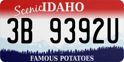 ID license plate 3B9392U