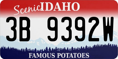 ID license plate 3B9392W