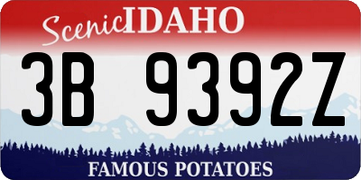 ID license plate 3B9392Z