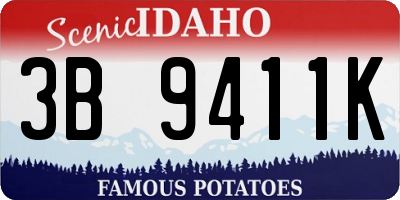 ID license plate 3B9411K