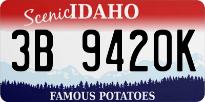 ID license plate 3B9420K