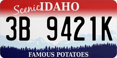 ID license plate 3B9421K