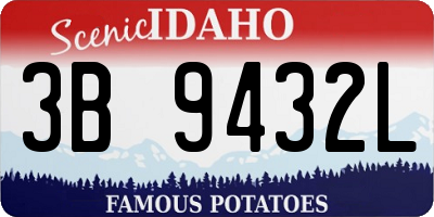 ID license plate 3B9432L
