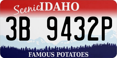 ID license plate 3B9432P