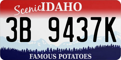 ID license plate 3B9437K