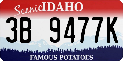 ID license plate 3B9477K