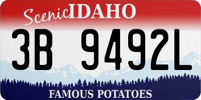 ID license plate 3B9492L